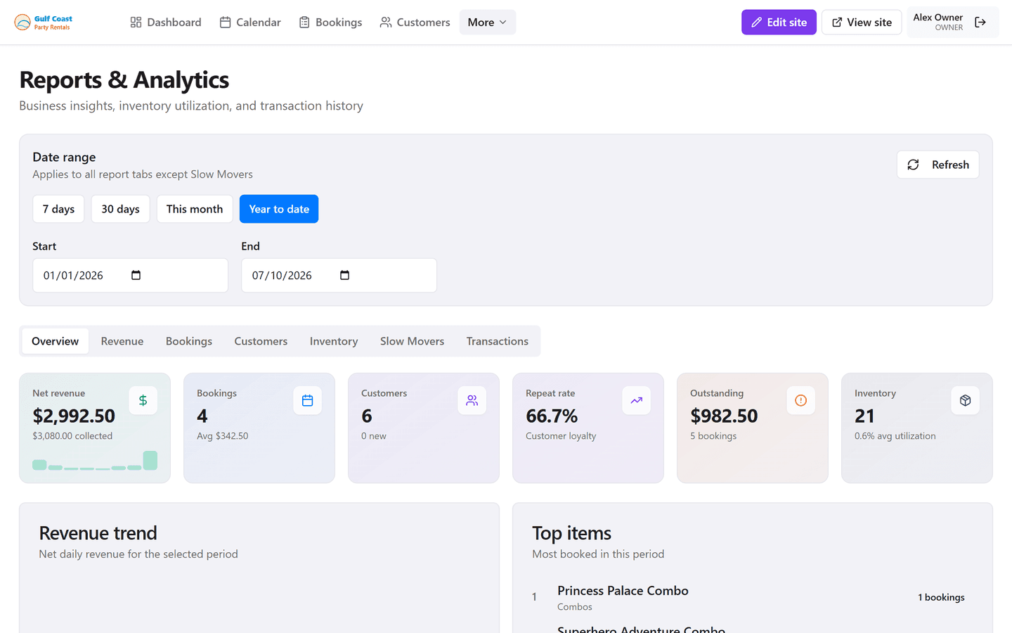 MowProHQ reports and payment overview